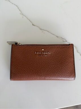 kate spade Brown Pebbled Leather wallet card case.